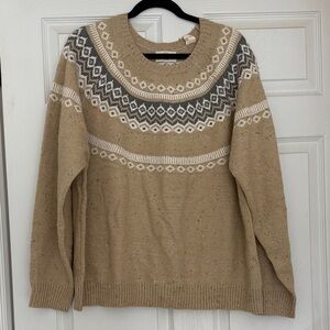 Geometric Patterned Beige Sweater 2X